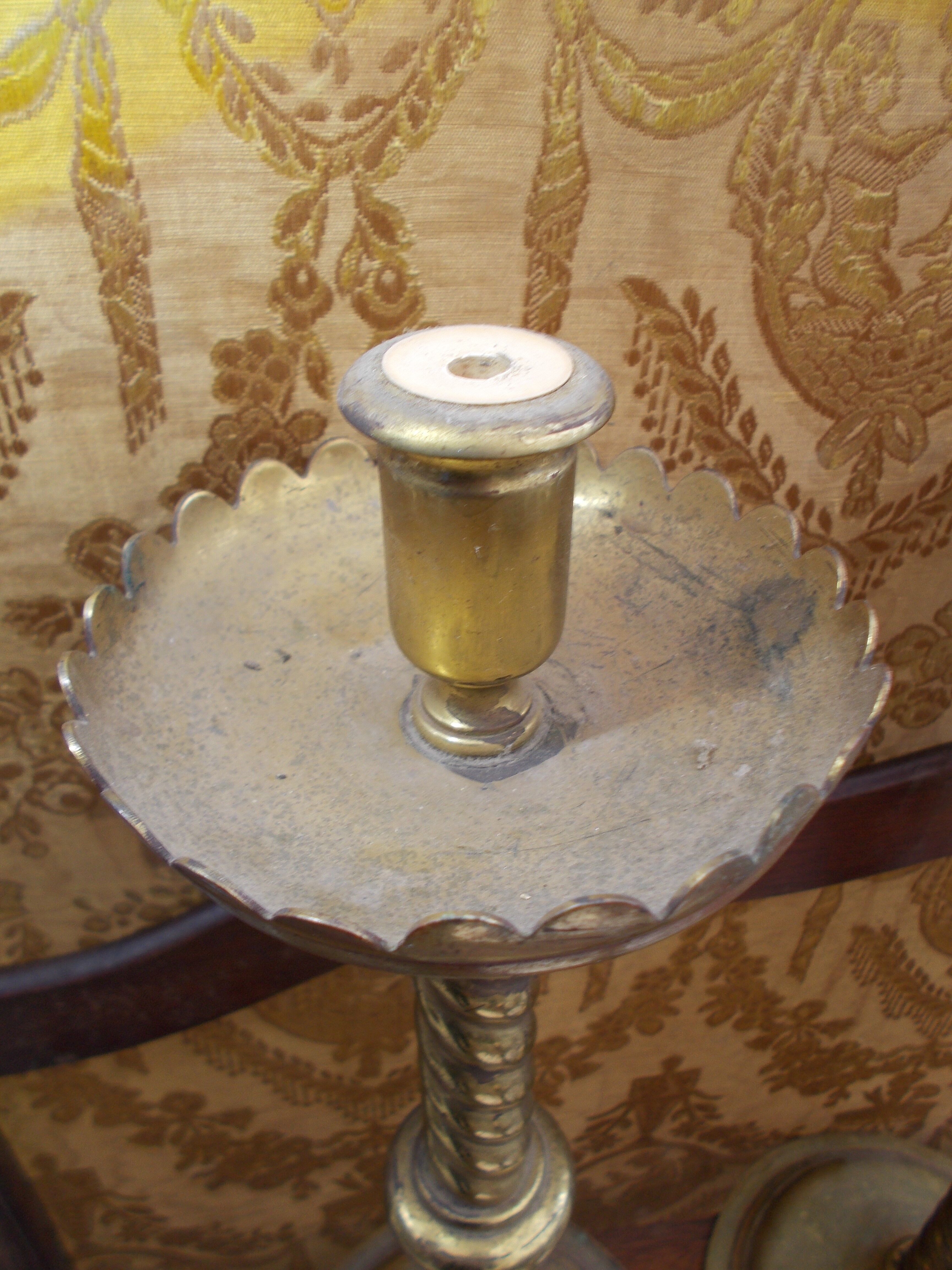 Pair of antique candle holders 19th brass 39 cm
