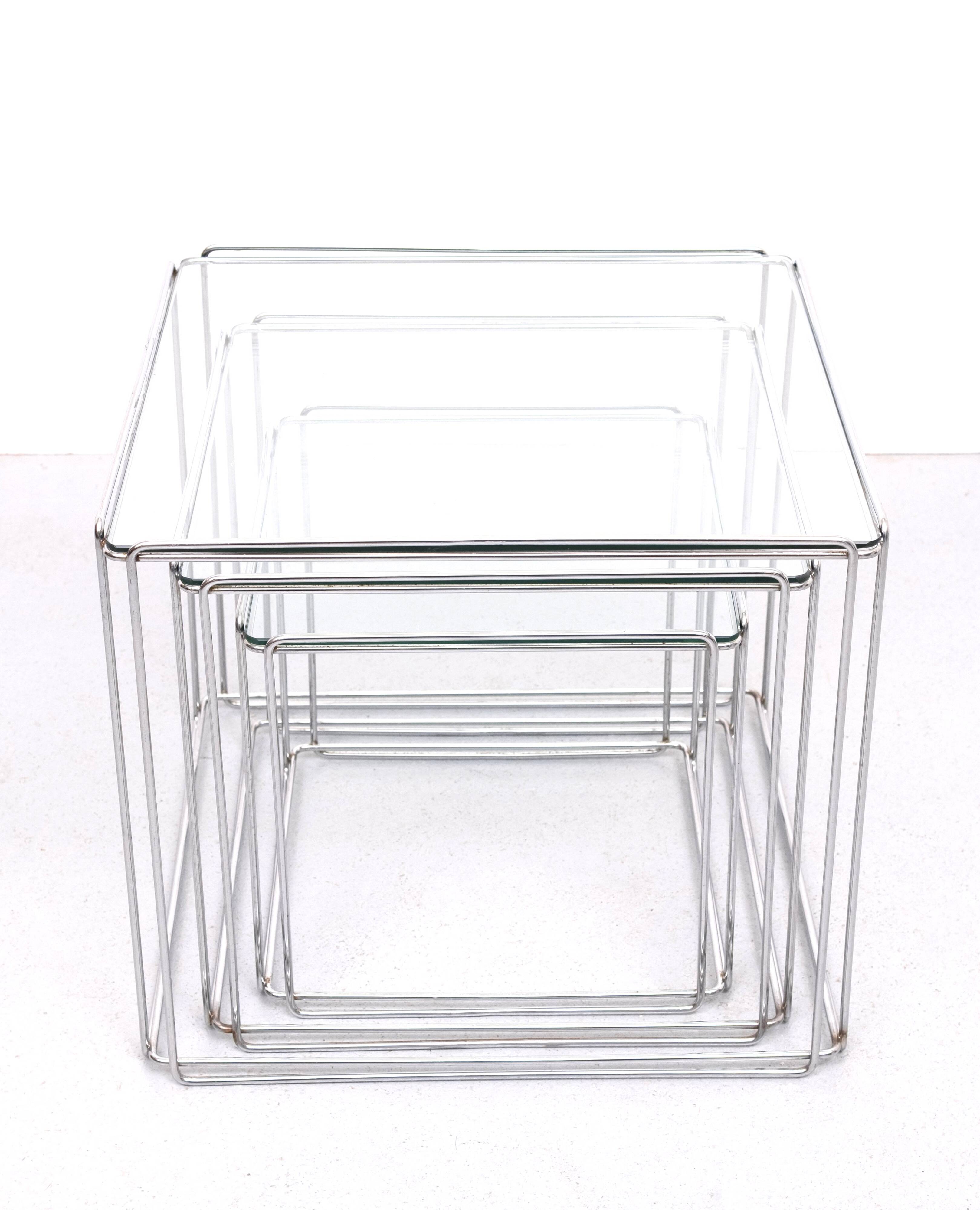 Isocèle Chrome Nesting Tables Max Sauze, 1970s France