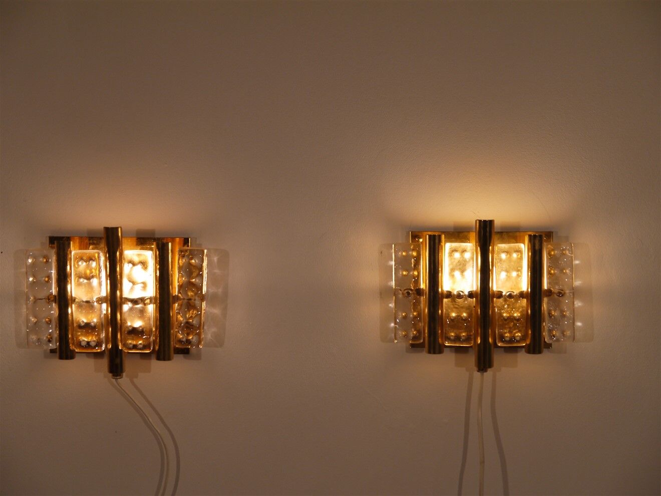 Pair of glass and brass sconces by Carl Fagerlund