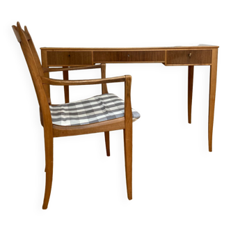 Carl Malmsten desk and chair with Svenskt Tenn fabric