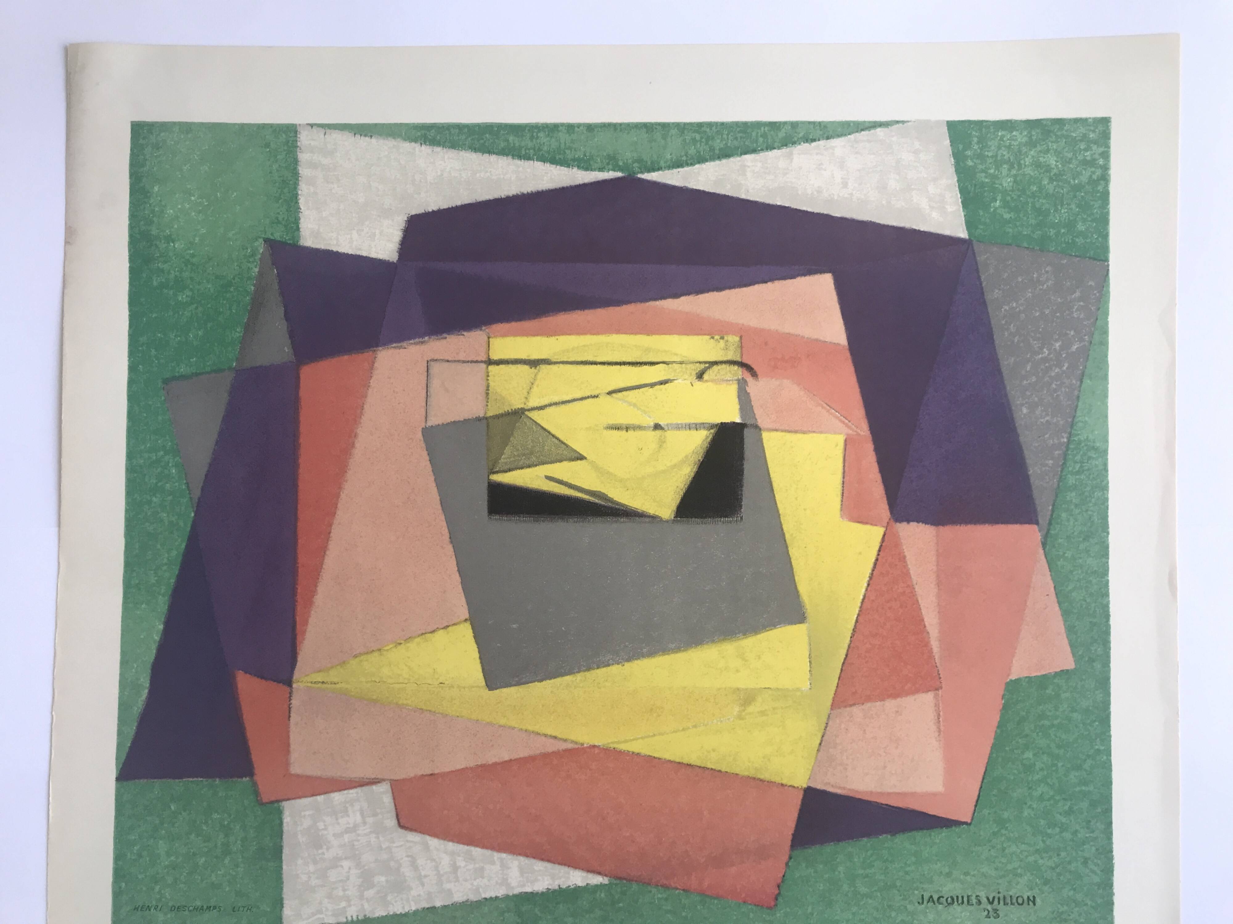 Affiche d'exposition en lithographie de jacques villon, galerie charpentier, 1961