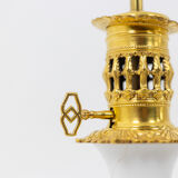 Pair of white and bronze porcelain lamps, circa 1880