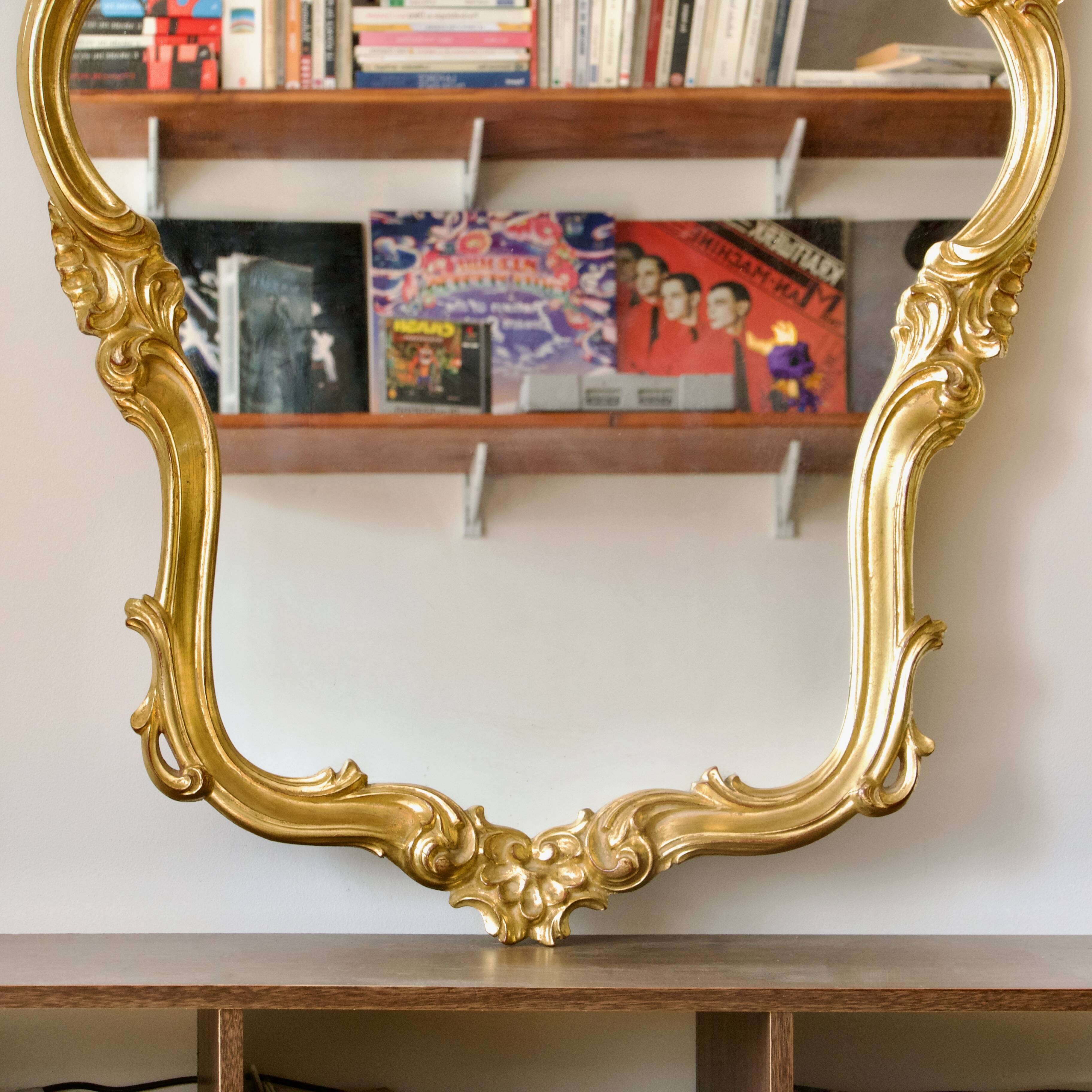 Very large gilded shell mirror Rocaille Louis XV