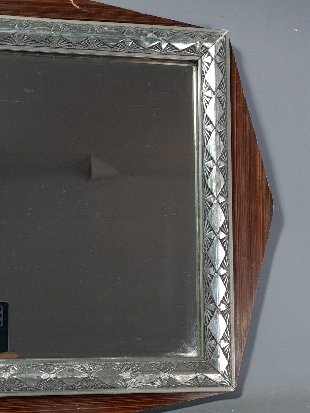 Art-deco mirror frame wood silver stucco 61x43 cm SB