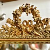 Miroir trumeau ancien de cheminée en bois doré 125x80