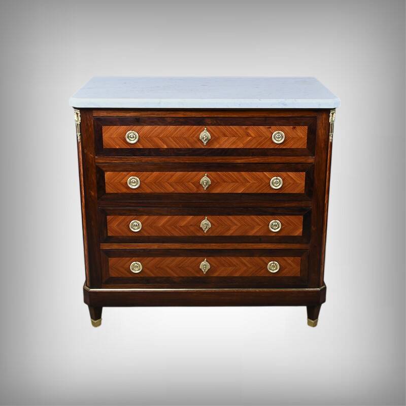 Rosewood and rosewood marquetry commode, Louis XVI style – late 19th century