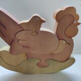 Hen chicks antique wooden puzzle to pose decorative