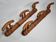 Pair of turned wooden coat racks in imitation of bamboo, 50 cm