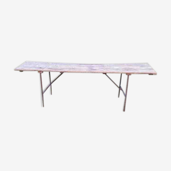 Table champêtre en bois et metal