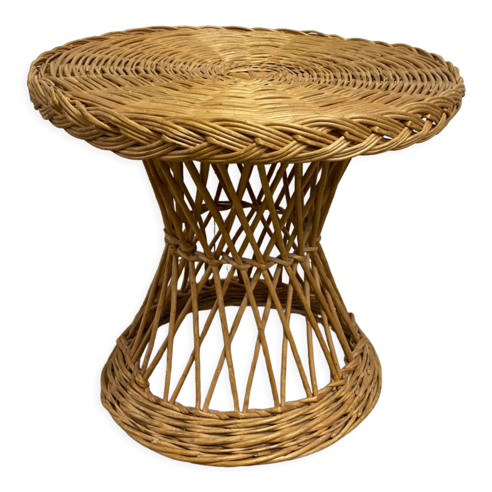 Vintage wicker pedestal table