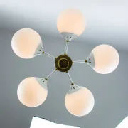 Vintage White 1970s Sputnik Chandelier – Mid-Century Modern Ceiling Light