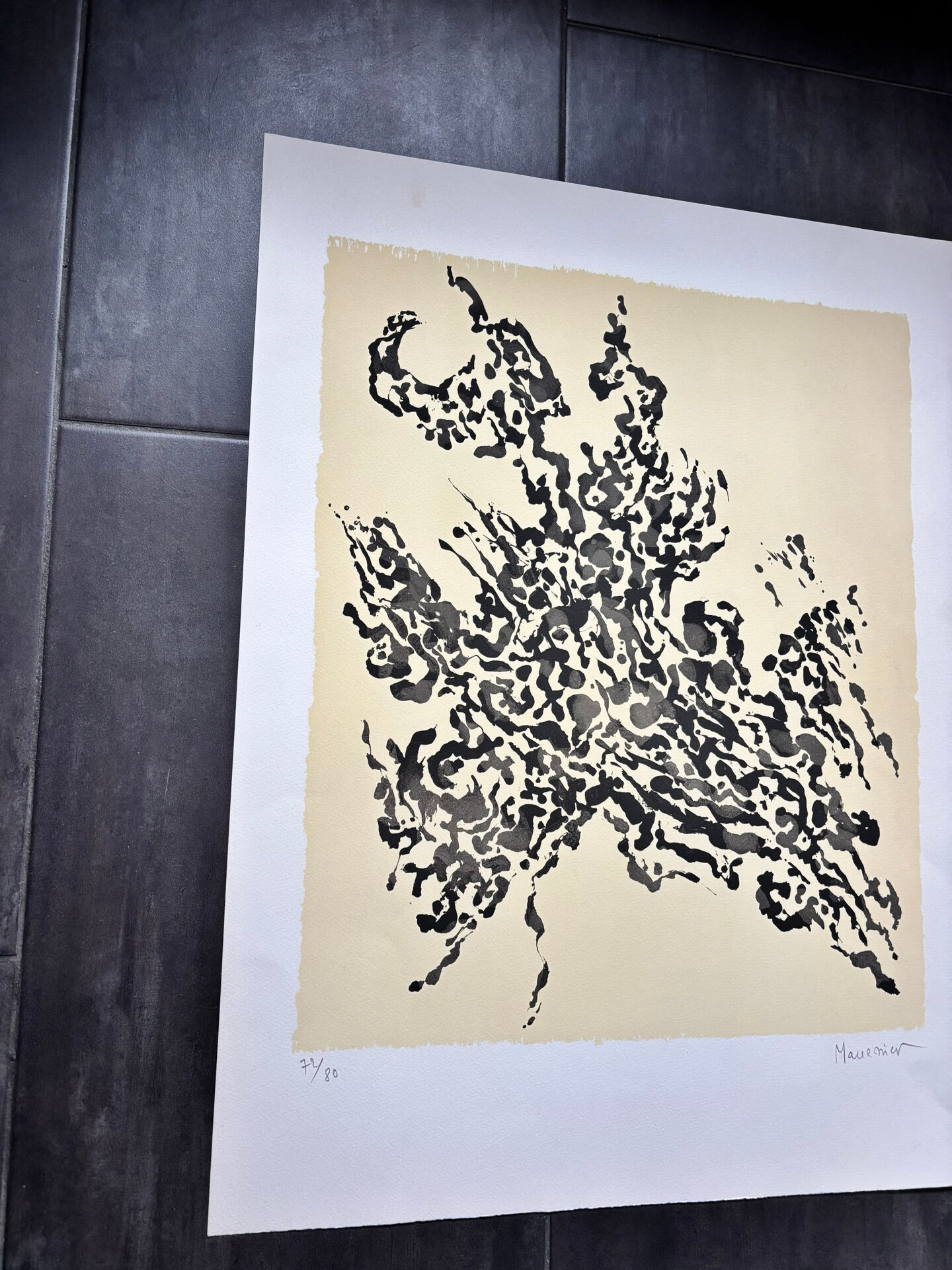 Original Abstract Lithograph by Alfred Manessier. School of Paris. 50