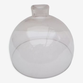 Cloche ronde en verre épais transparent avec bouton