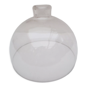 Round bell in thick glass trasparent with button