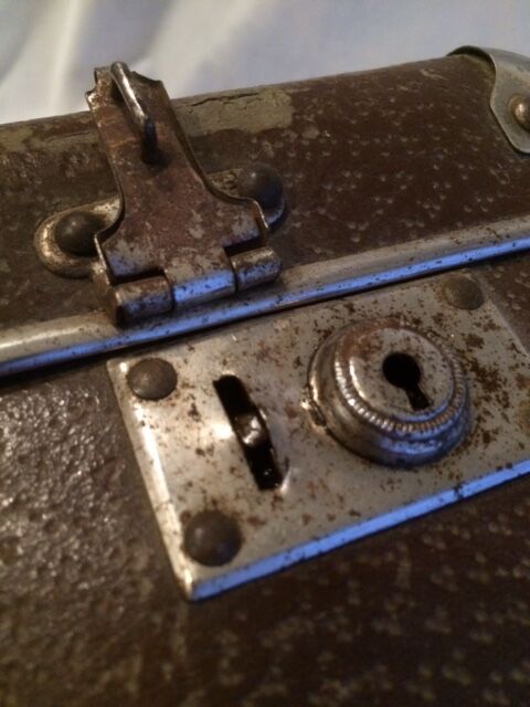 Small suitcase vintage wood and cardboard