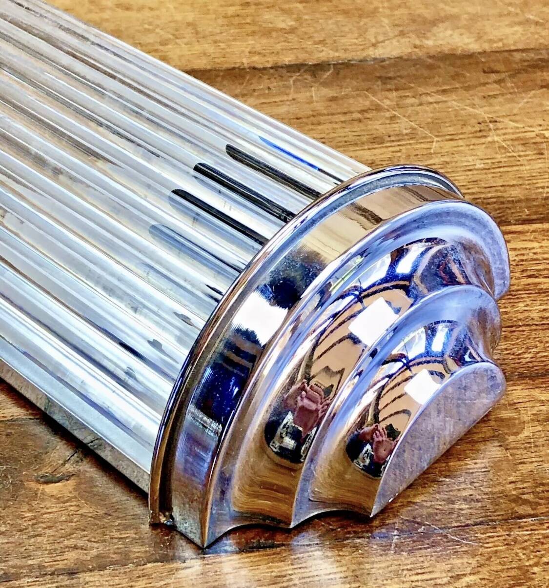 Chrome and glass tube wall light Petitot Genet and Michon c 1950