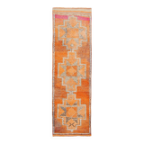 3x9 Vintage Brown & Orange Runner Rug, 84x285Cm