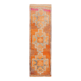 Tapis de couloir vintage marron et orange 3x9, 84x285 cm