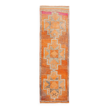 3x9 Vintage Brown & Orange Runner Rug, 84x285Cm