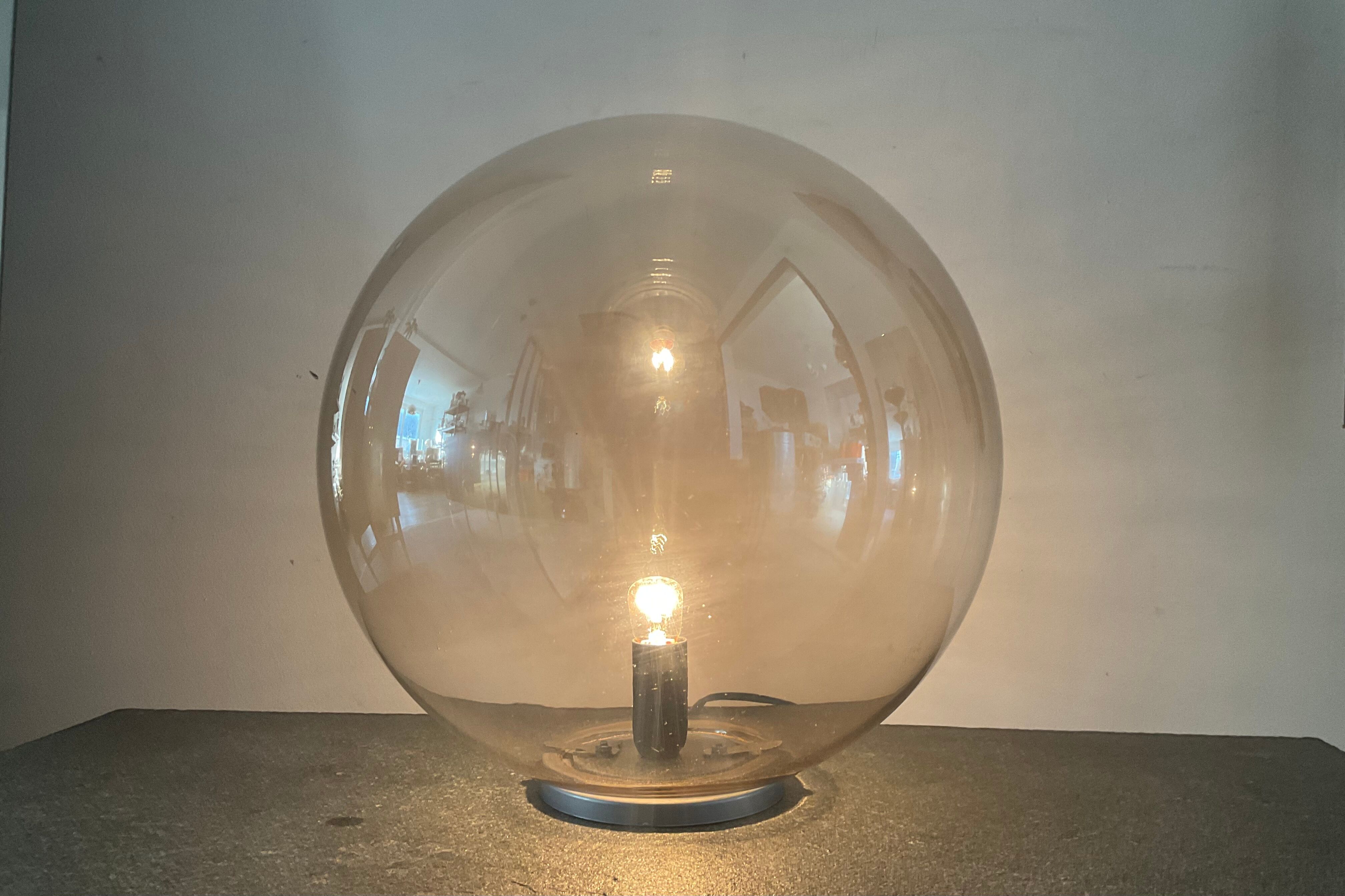 Vintage ball lamp in smoked glass
