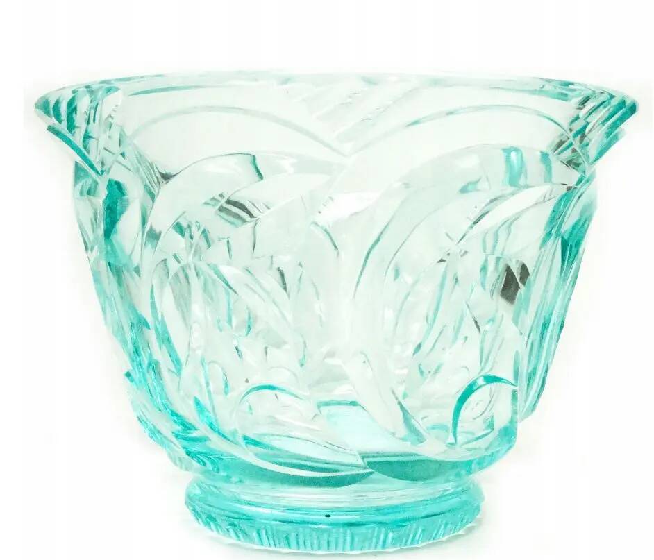 Art Deco vase, uranium crystal, Moser, Czechoslovakia, 1930s
