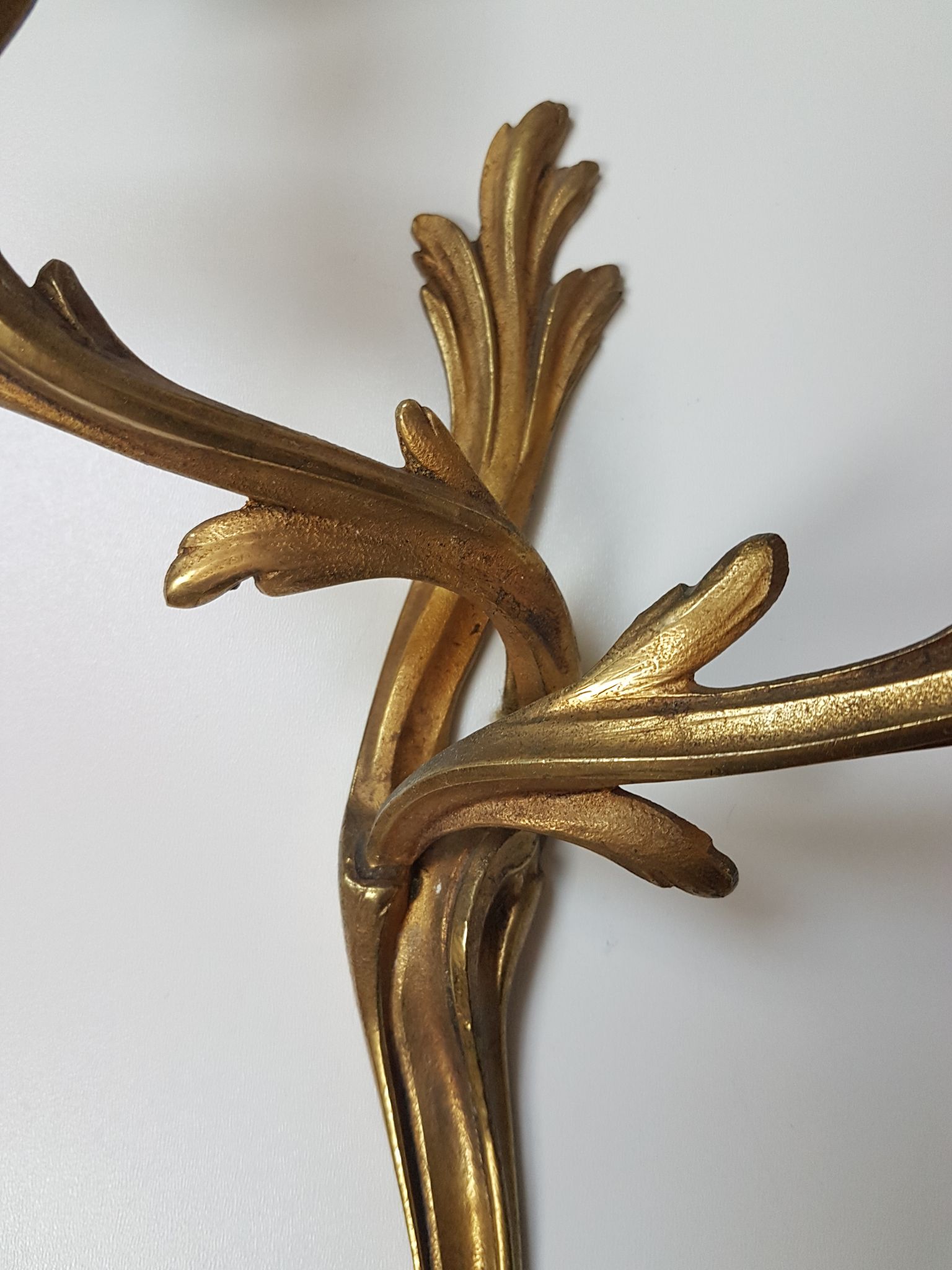 Trio of old bronze wall lights - Louis XV style - 2 lights