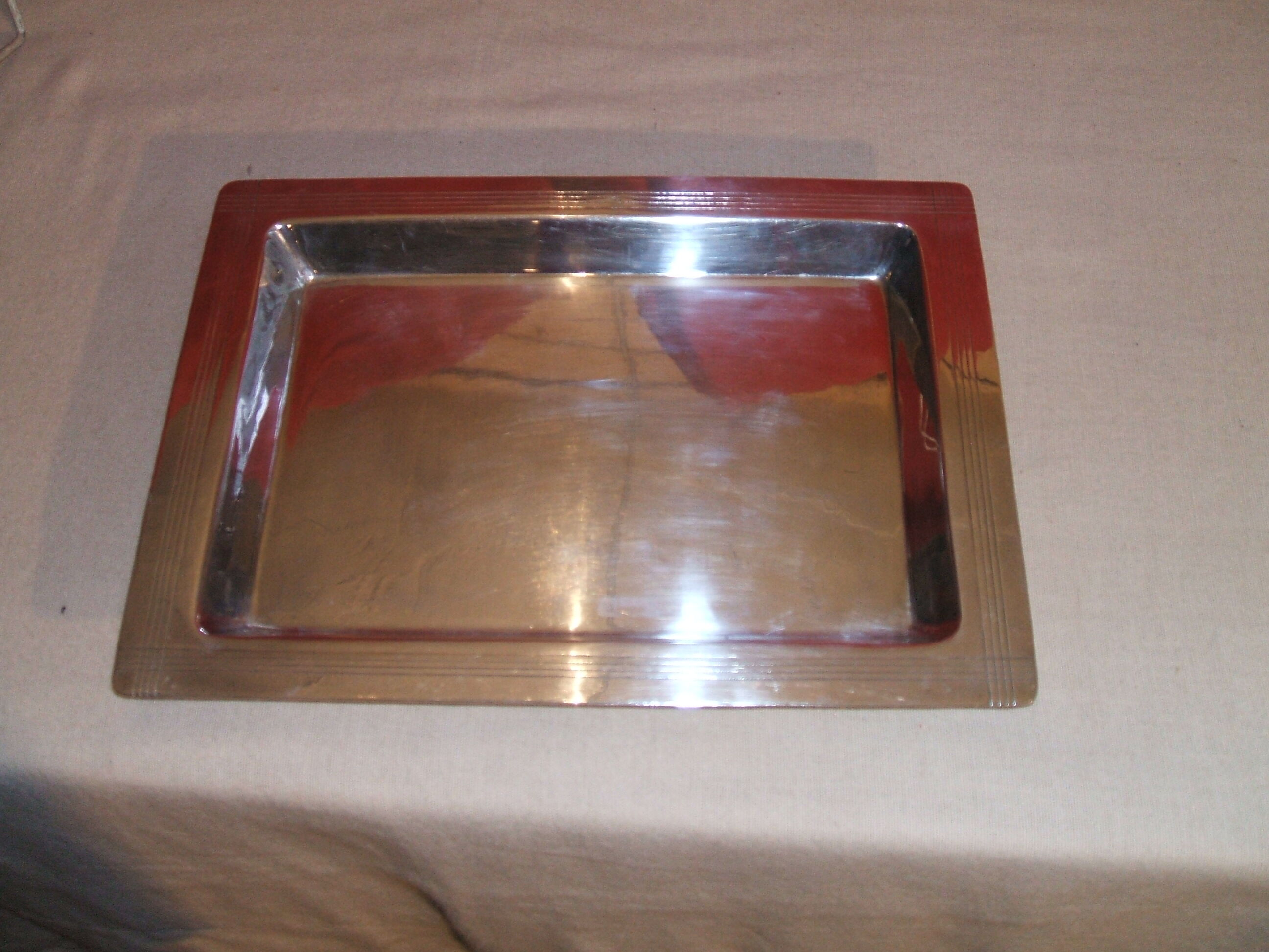 Silver metal tray ercuis art deco