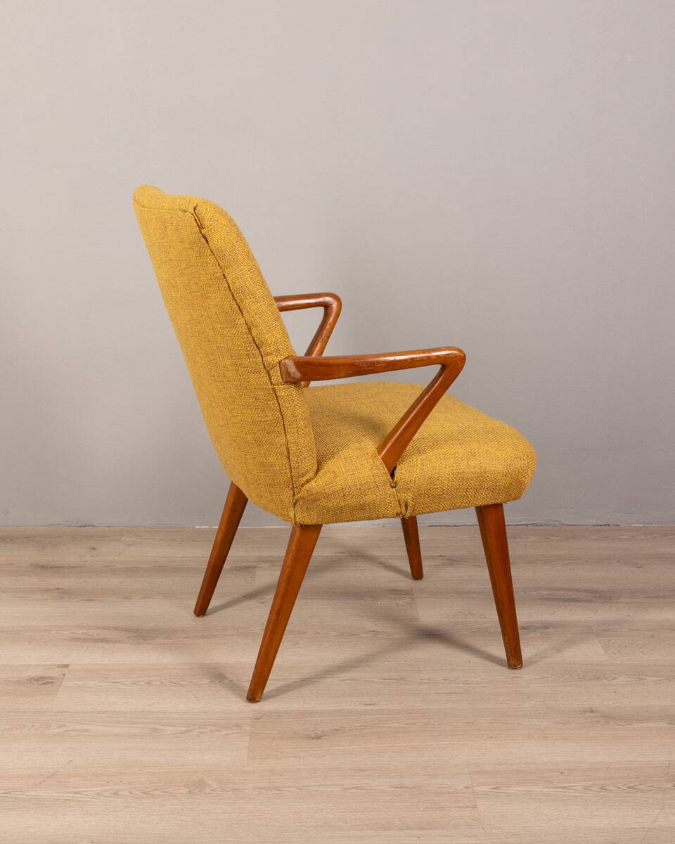 60s vintage armchair in yellow fabric Italian design