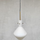 Suspension vintage moderniste suédoise verre opalin