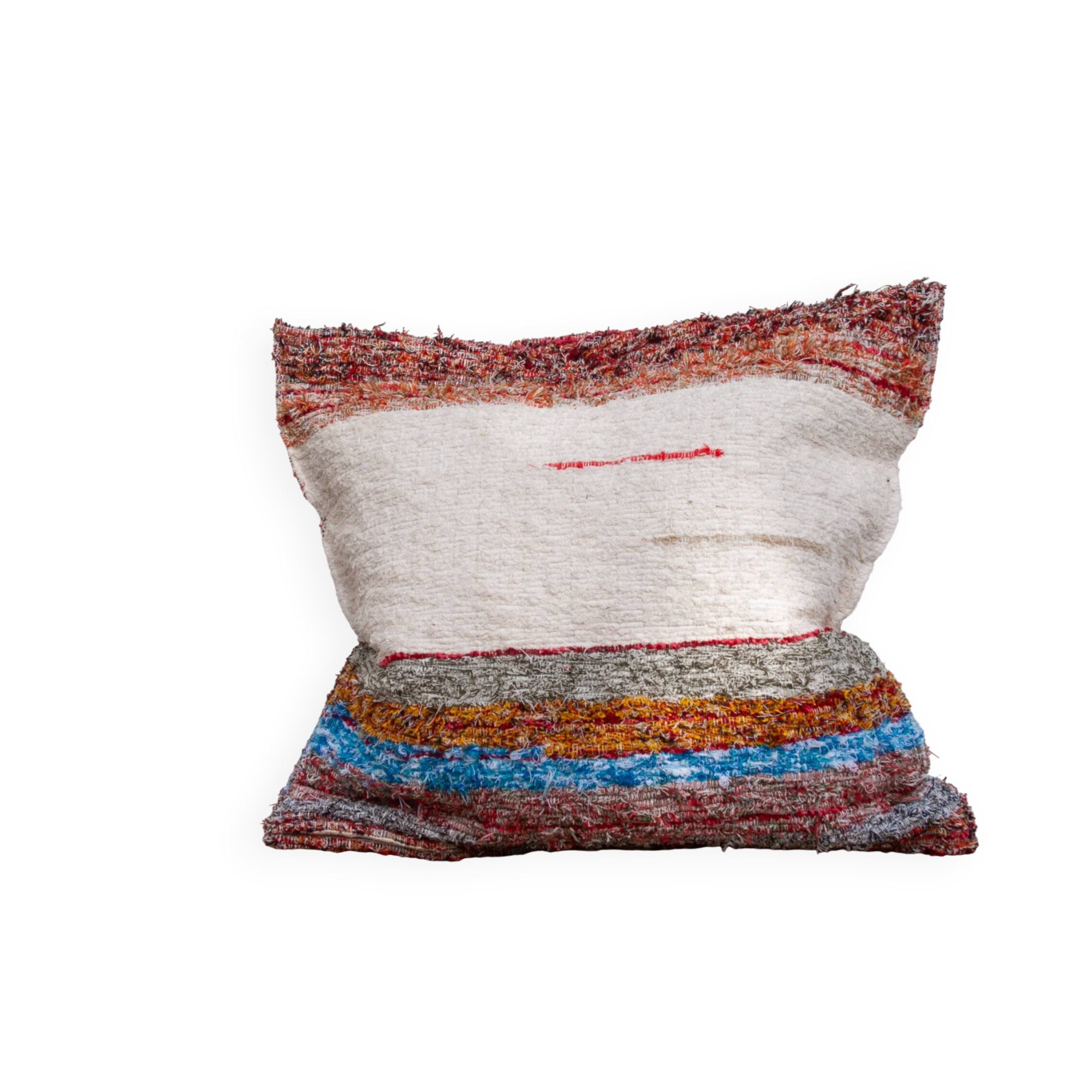 Hand-woven handmade cushion cover made from recycled cotton