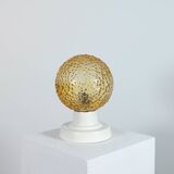 Lampe de table vintage en aluminium et verre à bulles pressées