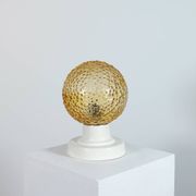 Vintage table lamp in aluminium and pressed bubble glass.