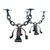 Pair of Brutalist candlesticks, Italy, 1970
