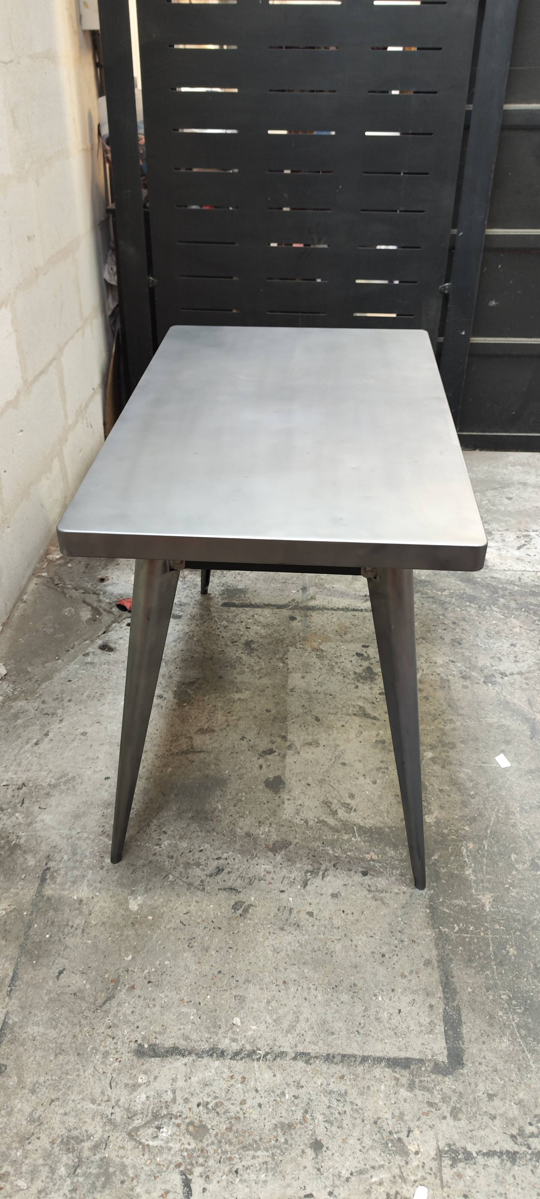Antique large Tolix A table in brushed metal