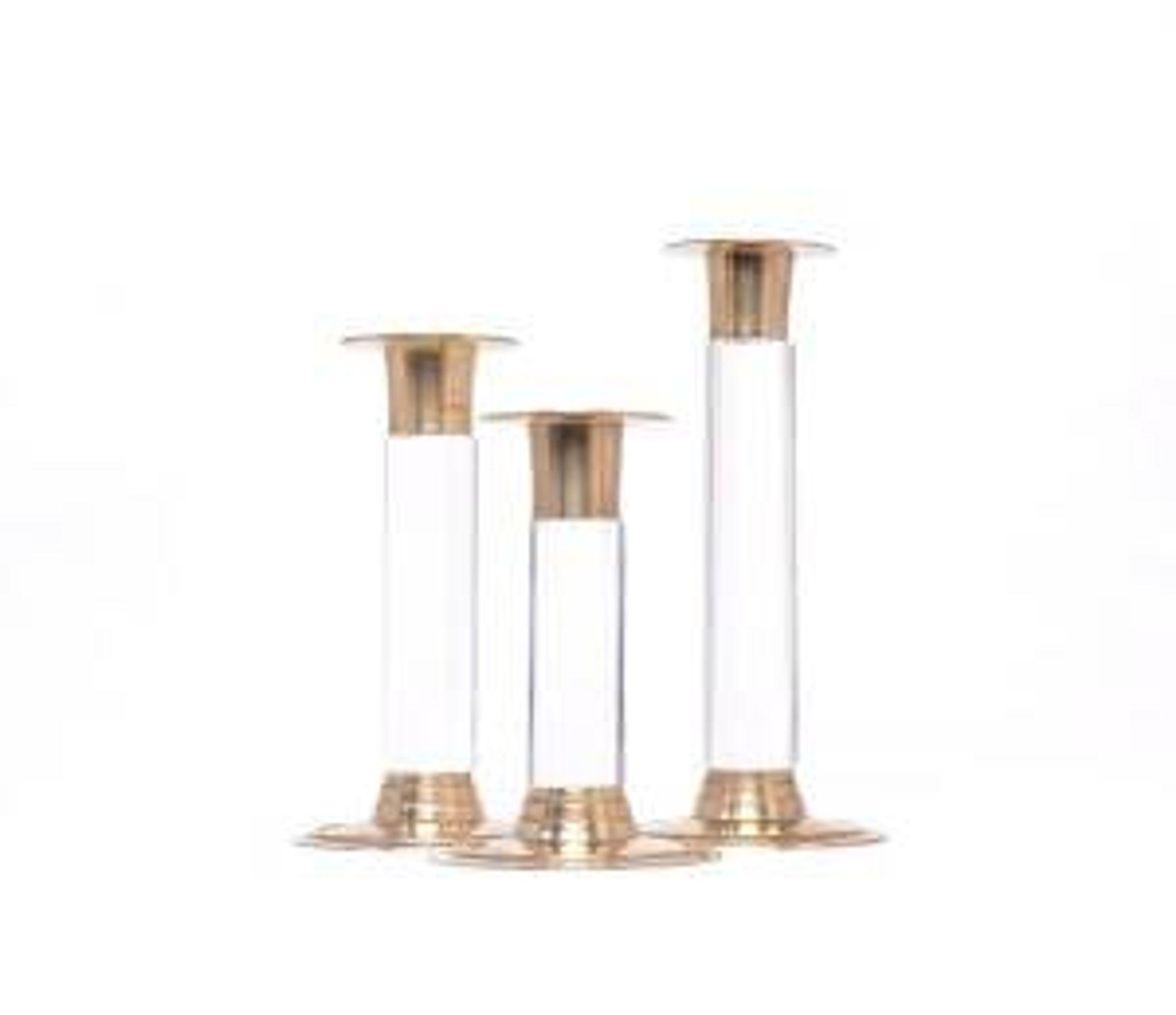 Ensemble vintage de bougeoirs en laiton et en lucite, années 1970.