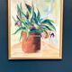 Original Swedish Oil On Canvas – “Vase With Plant” – Vintage & Framed – 34 × 45 Cm