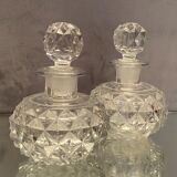 Pair of bottles nineteenth crystal Baccarat decoration diamond tips