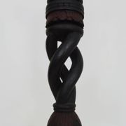 Twisted and engraved blackened wooden pedestal. 1960s 70s.