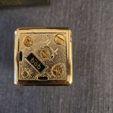 Vintage table lighter "Cube" Royal Bob – Wood Burl & Gold Finish