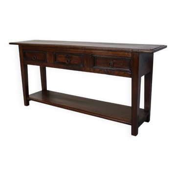 Antique Spanish Rustic Chestnut Side Table/Console, 18th Century