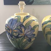 Paire de pieds de lampes italiennes décor iris