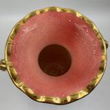 Old Vallauris ceramic earthenware vase rose gold vintage 1960 70 Tulip flowers