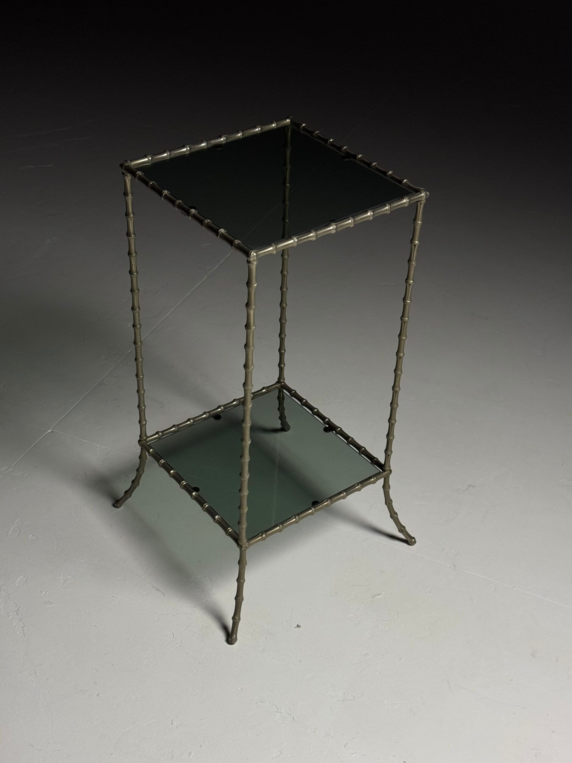 Faux bamboo side table metal