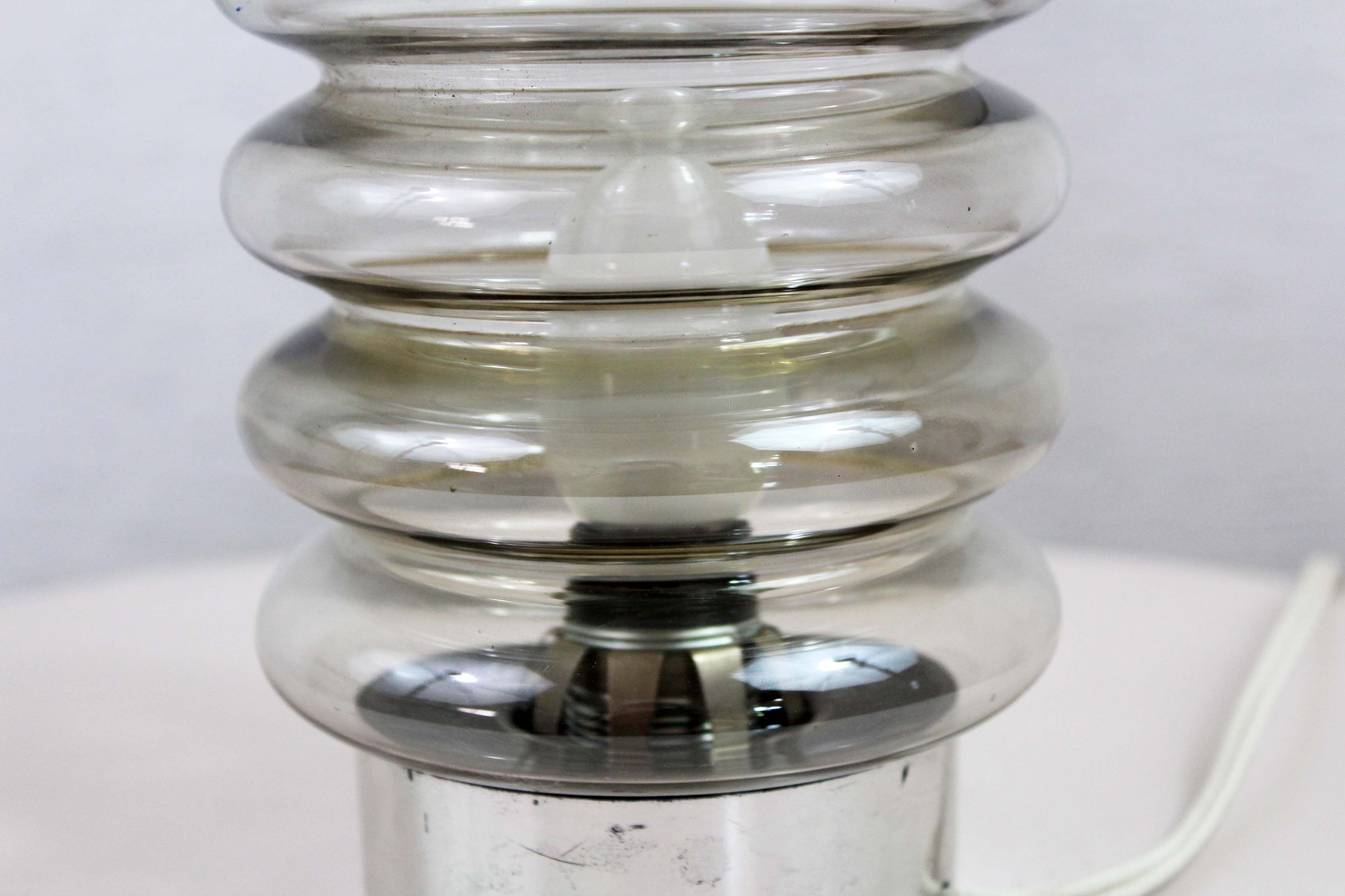 70's smoked glass table lamp