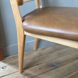 Red Edition cane chair in tobacco leather