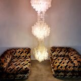 Vintage Capiz shell chandelier pendant lamp