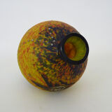 Vase Art Déco de Delatte Nancy en verre marmoréen jaune orangé. Année 30