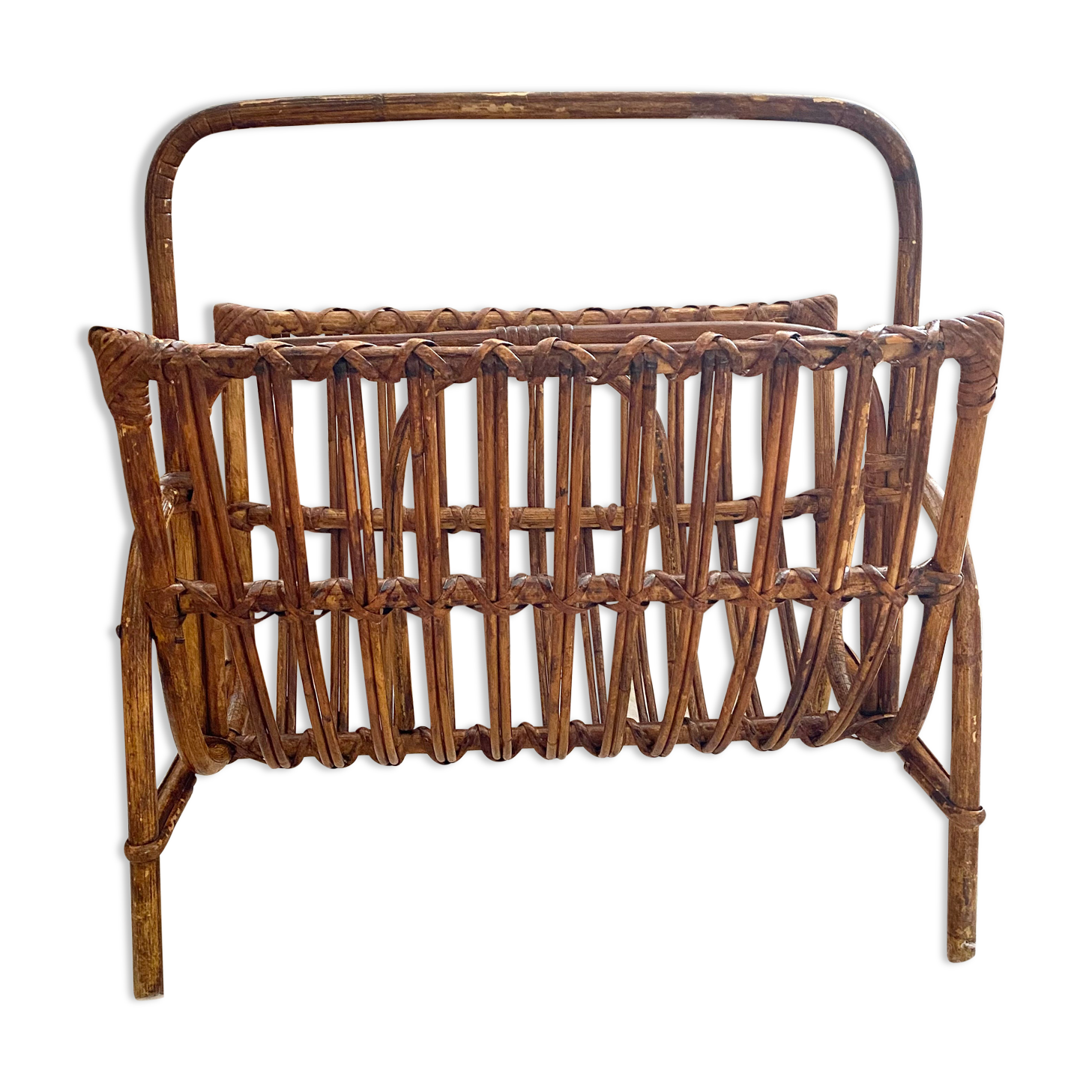 Vintage rattan magazine door