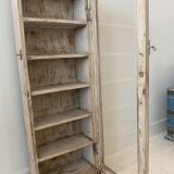 Wall display case in cream lacquered teak