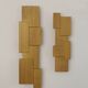 Pair of handcrafted modernist solid oak wall lights, circa 1980